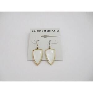 Lucky Brand Pealescent and Goldtone Shield Dangle Earrings